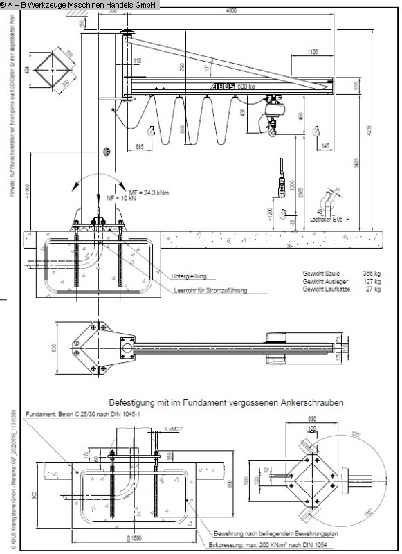 used Pillar Type Swivelling Crane ABUS Säulenschwenkkran LS