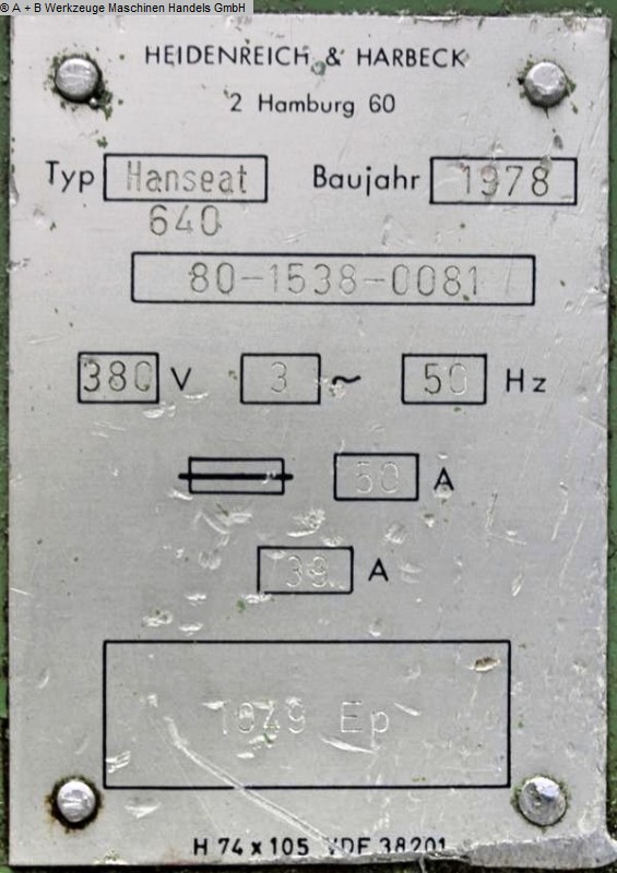 ikinci el torna-konvansiyonel-elektronik VDF HEIDENREICH & HARBECK HANSEAT 640
