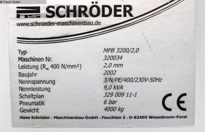 Piegatrice usata SCHROEDER MPB 3200/2,0