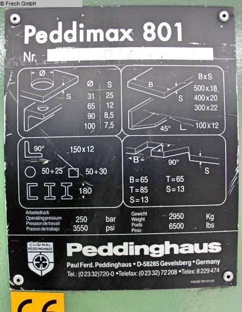 Cizalla para perfiles de acero usada PEDDINGHAUS Peddimax 801