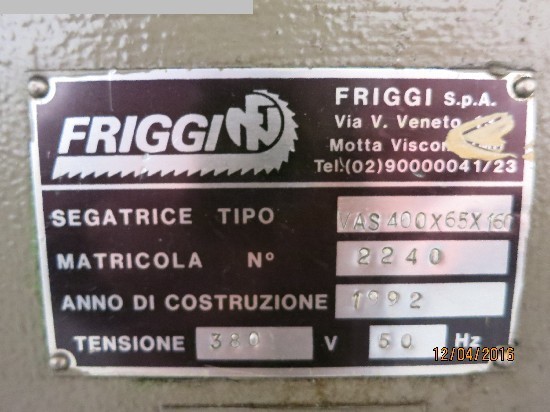 sierras de cinta de registro usadas FRIGGI VAS400x65x160