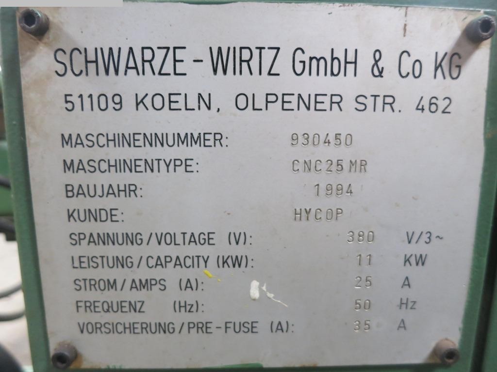 cintreuse de tubes mandrins SCHWARZE-WIRTZ CNC 25 MR occasion