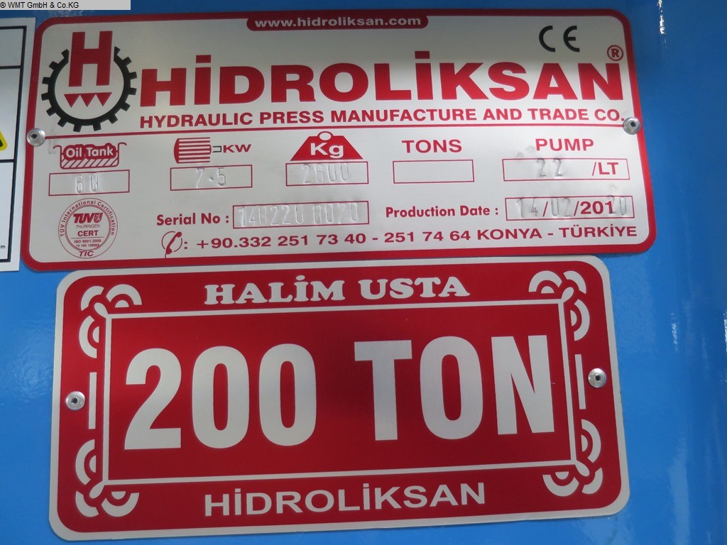 used Tryout Press - hydraulic HIDROLIKSAN HD 200 - 1300