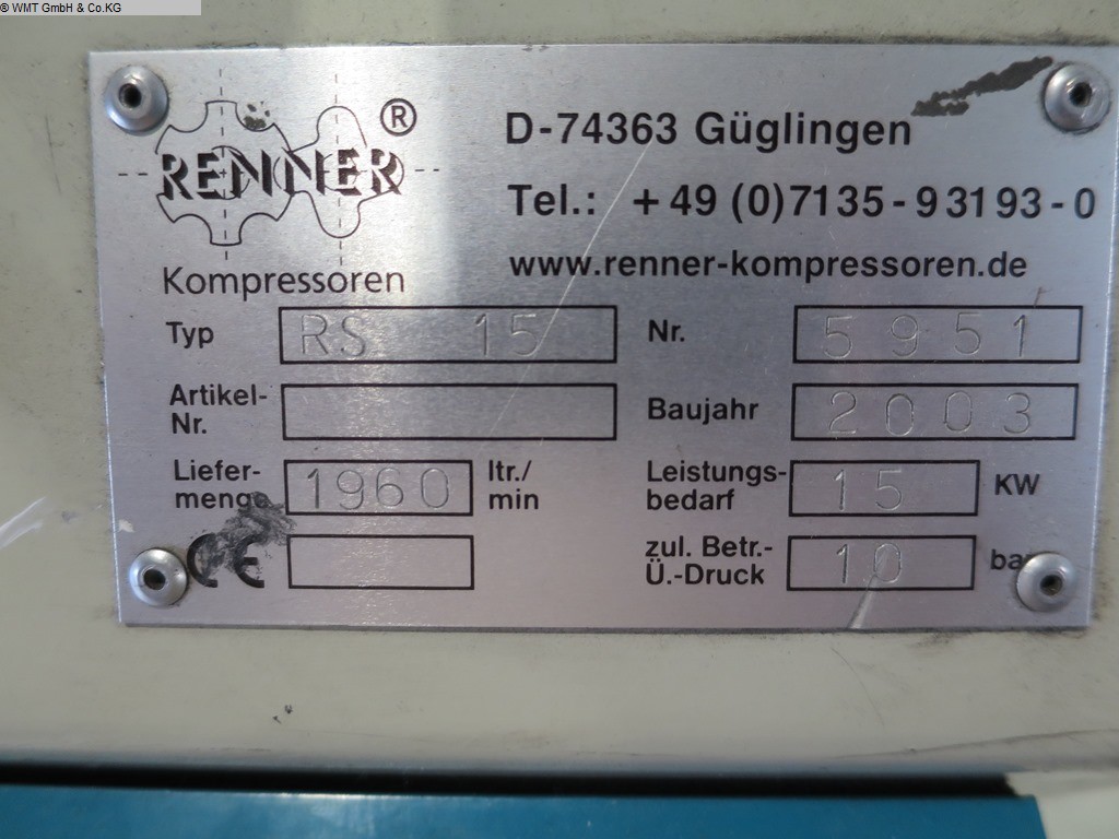 compresor de tornillo RENNER RS 15 usado