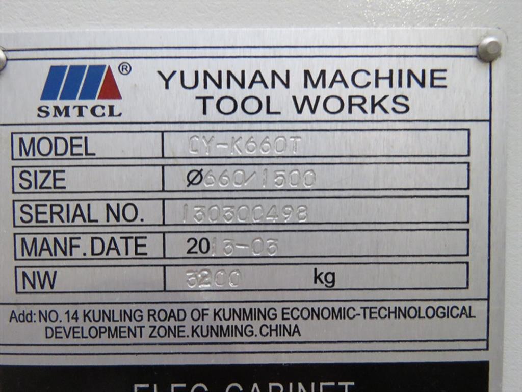 подержанный токарный станок с ЧПУ YUNNAN CY-K660T