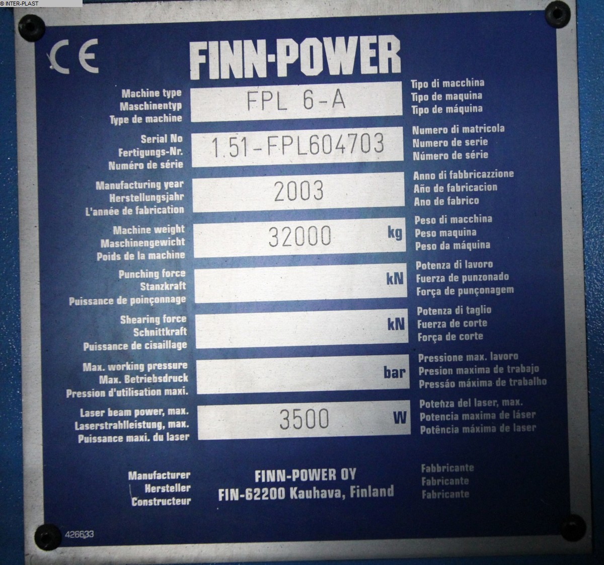Cortadora láser usada FINN POWER FPL 6-A