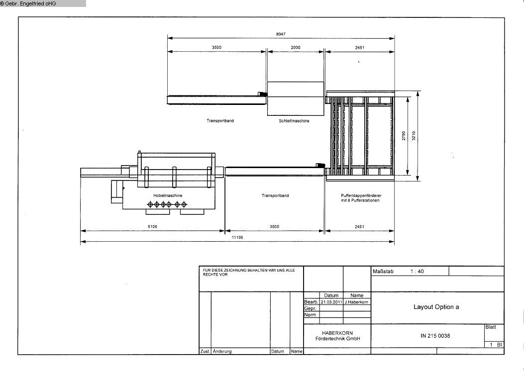 used Window production: wood Transport system HABERKORN Rueckfoerderer mit GLS Abwurf