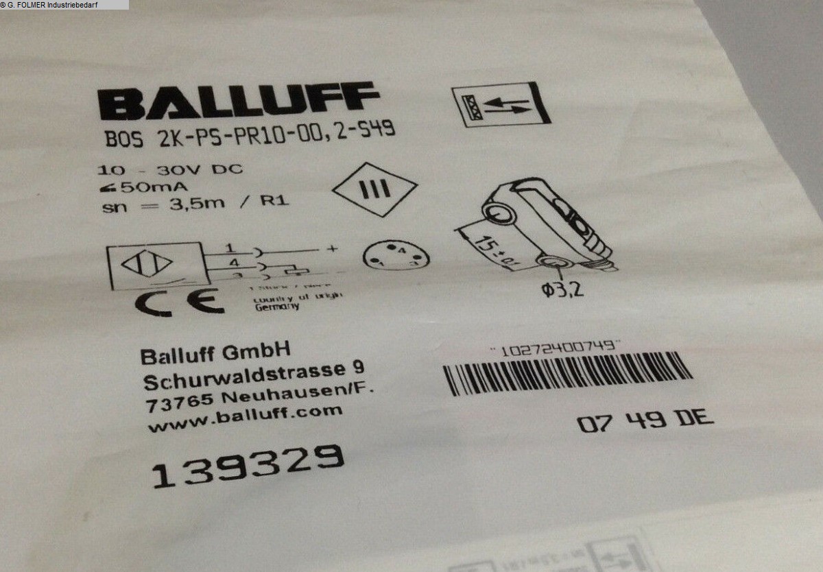 used Machines available immediately Electronics / Drive technology BALLUFF BOS 2K-PS-PR10-00,2-S49