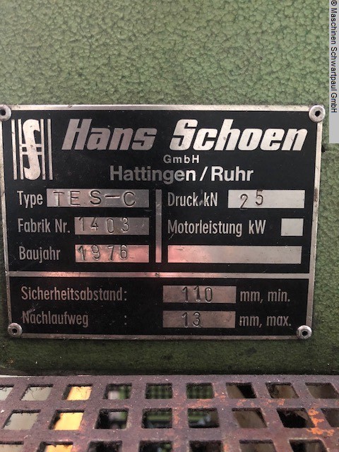 used Machines available immediately Single Column Press - Hydraulic SCHOEN TES-C 25