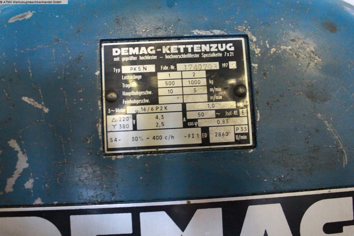 б / у цепная таль - электрическая DEMAG PK 5 N Elektro Kettenzug 1000