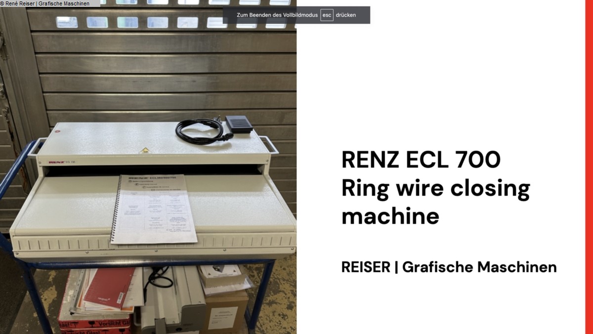 used Machines available immediately Other equipment RENZ ECL 700 Ring wire
